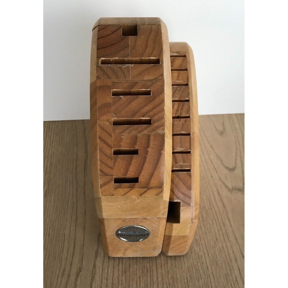 Kitchen Aid 13 Slot Wood Knife Block Storage unique curved design